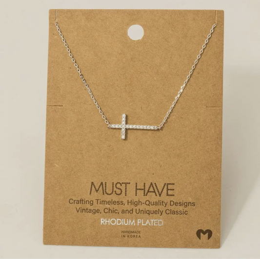 Cross Jeweled Pendant Necklace