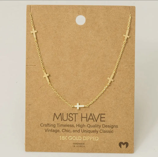 Dainty Cross Station Necklace