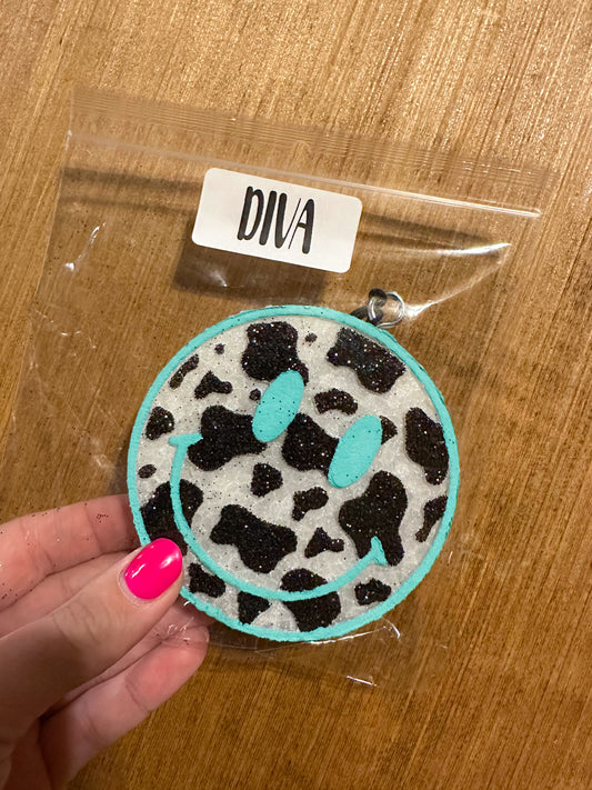 Cowhide smiley face freshies