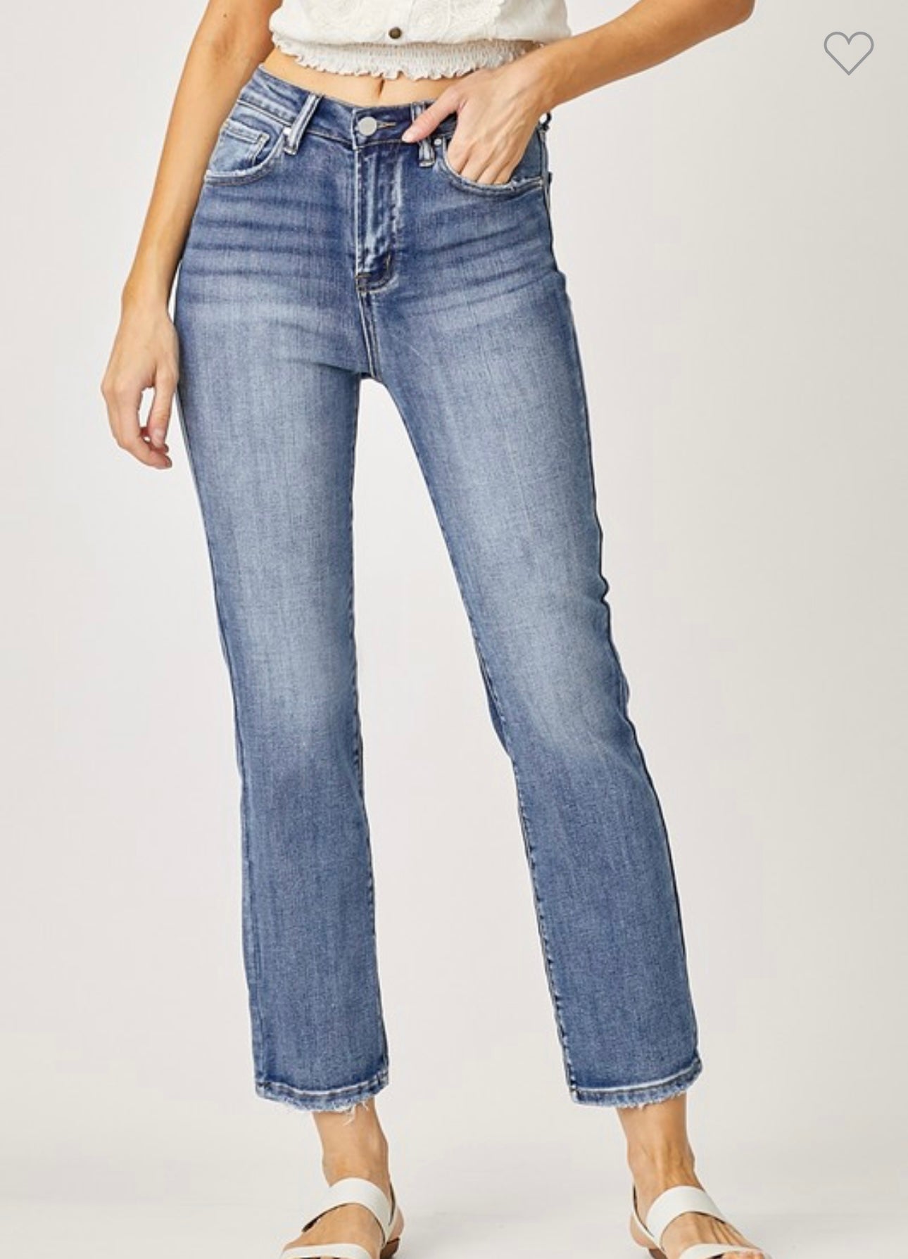 High Rise Cropped Straight Jeans
