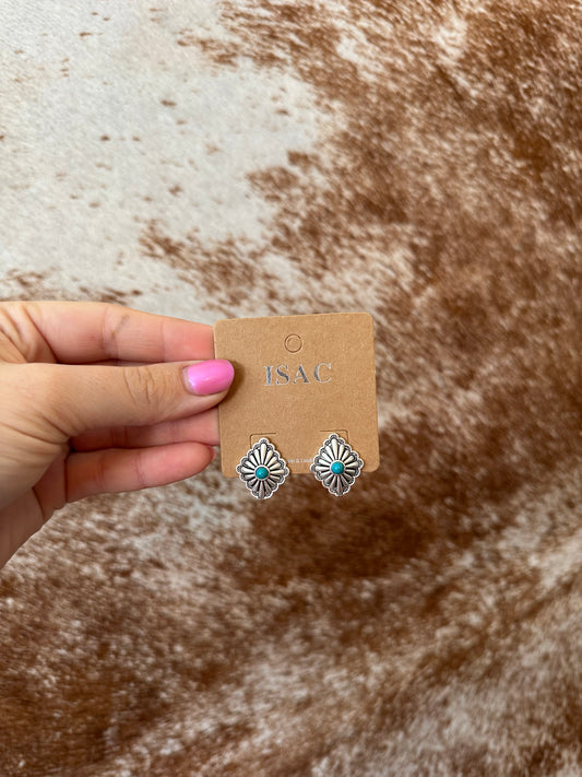 Mini diamond concho earrings