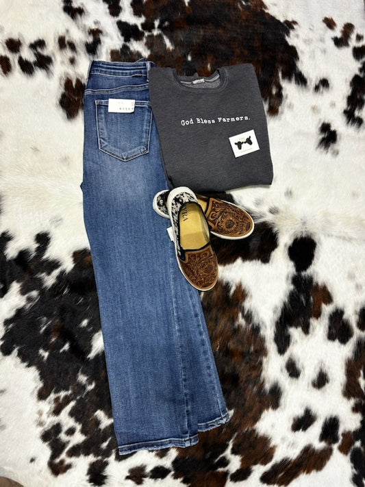 High Rise Cropped Straight Jeans