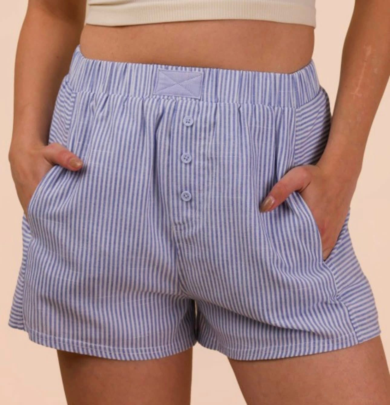 Blue striped box shorts