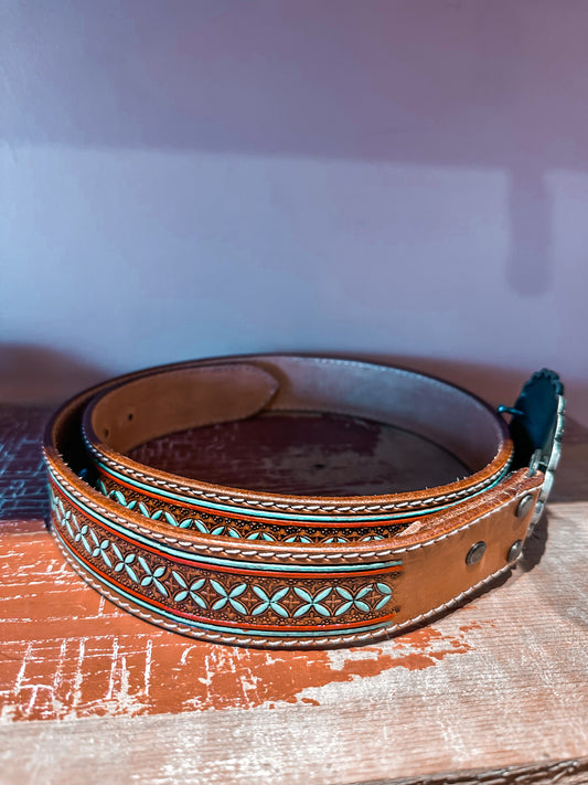 Crystal Hand tooled belt