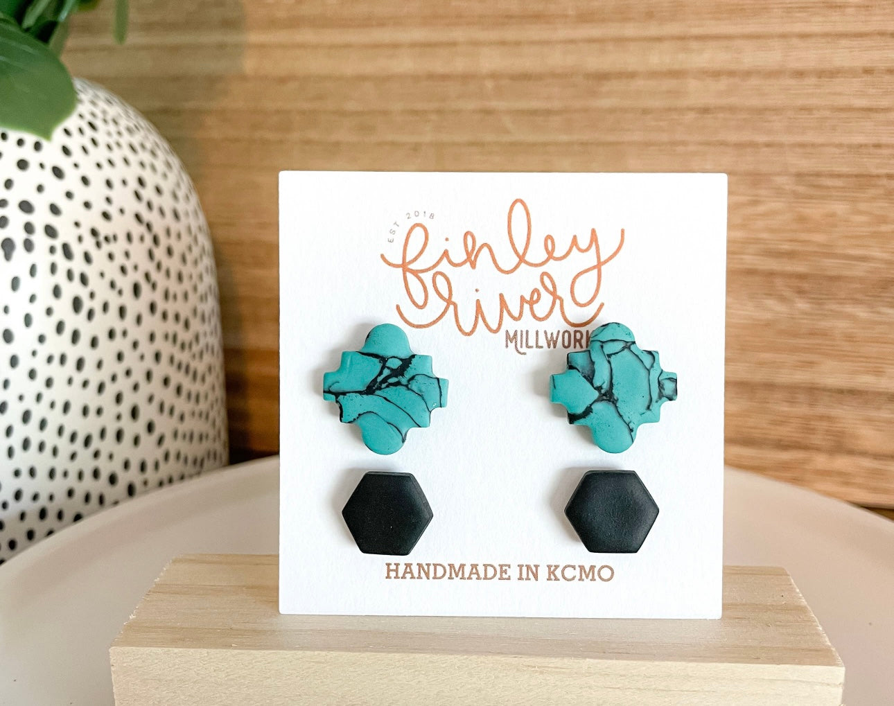 Faux Turquoise Aztec stud pack
