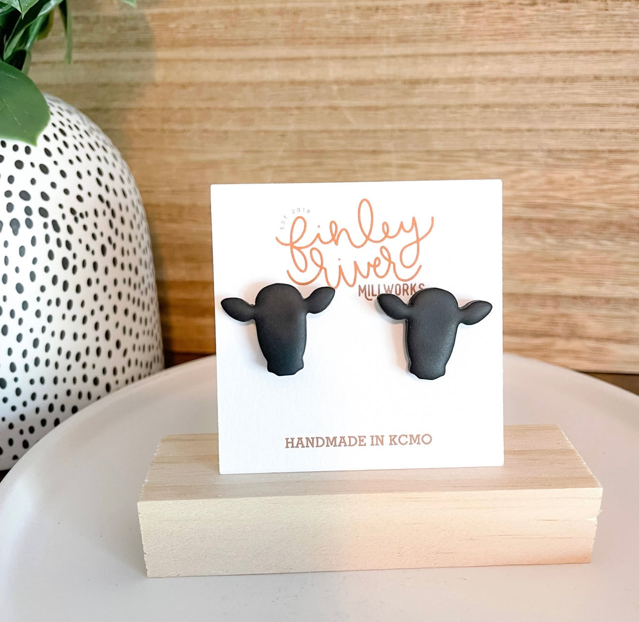 Cow stud earrings