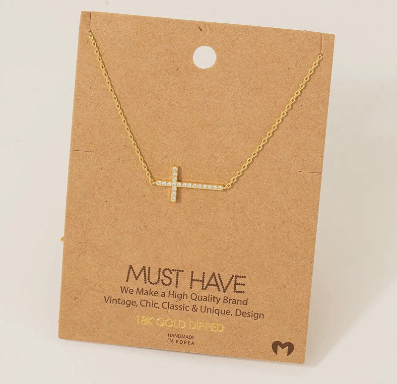 Cross Jeweled Pendant Necklace