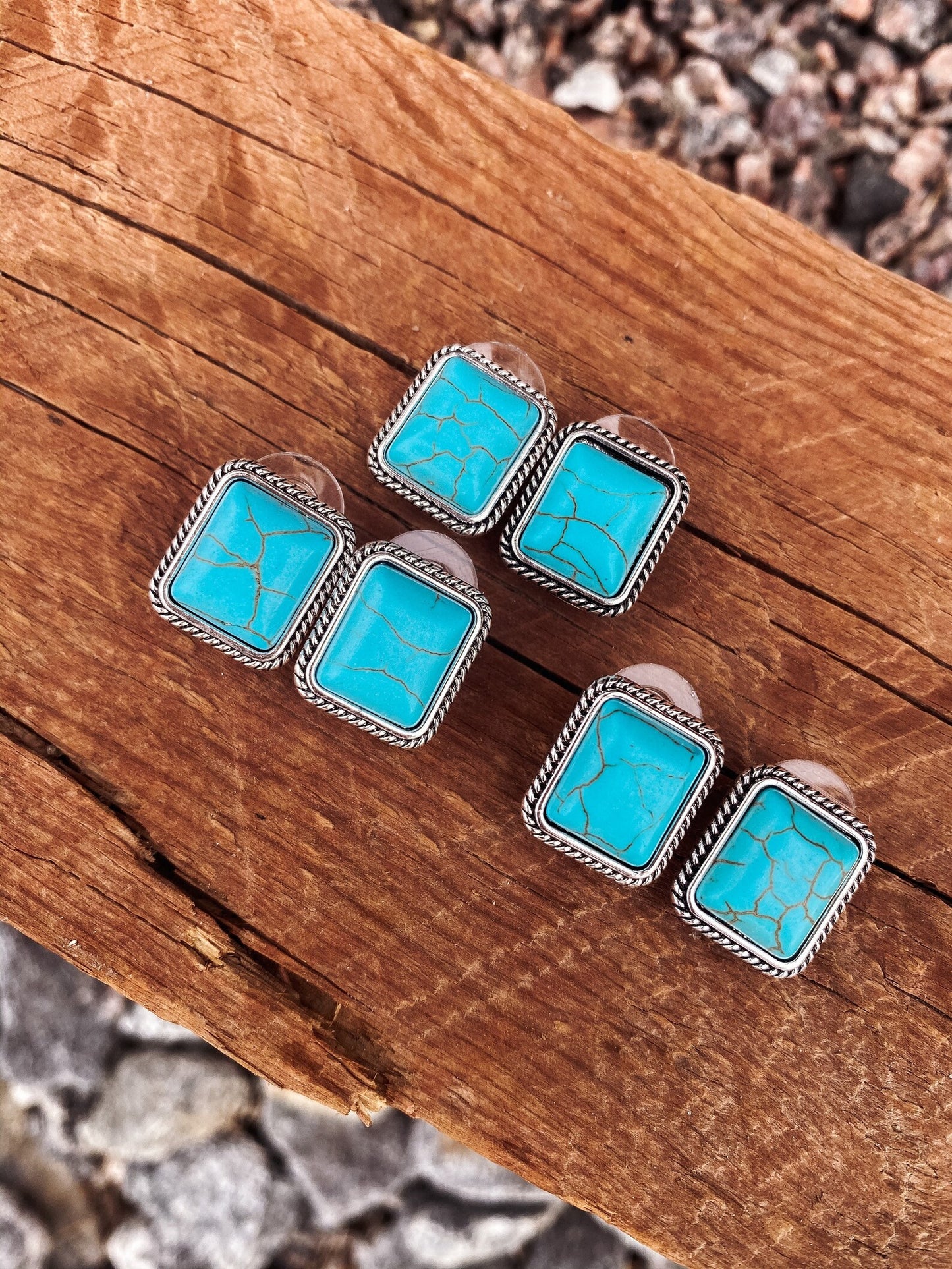 Square Turquoise Earrings