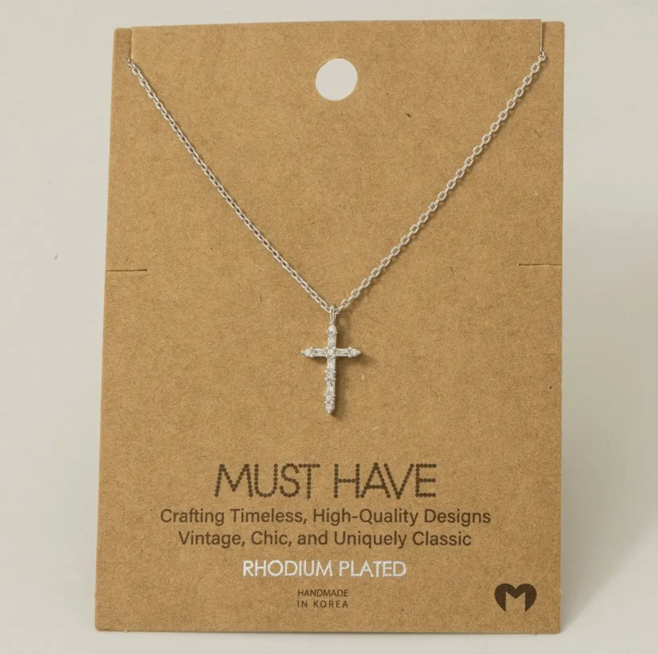 Cz Rhinestone Cross Necklace