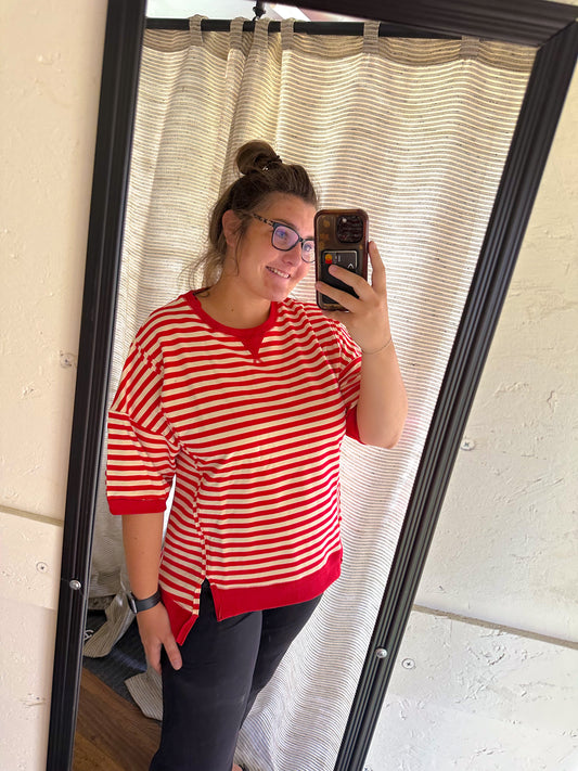 Red striped top