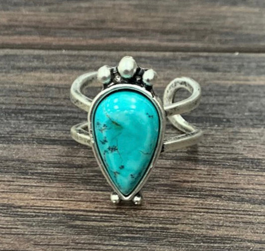 Tear drop turquoise ring