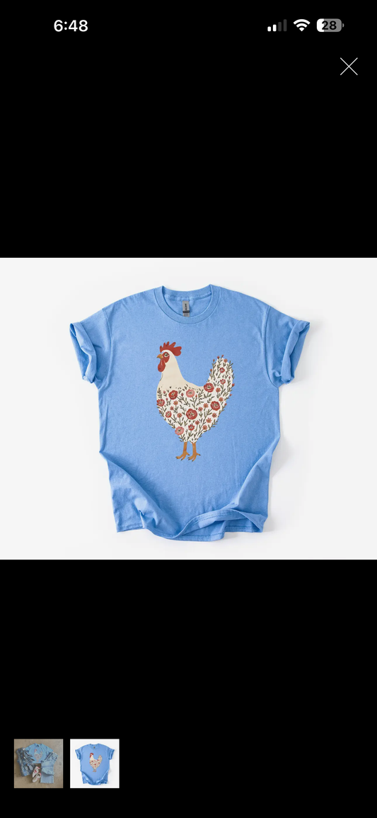 Floral chicken Tshirt