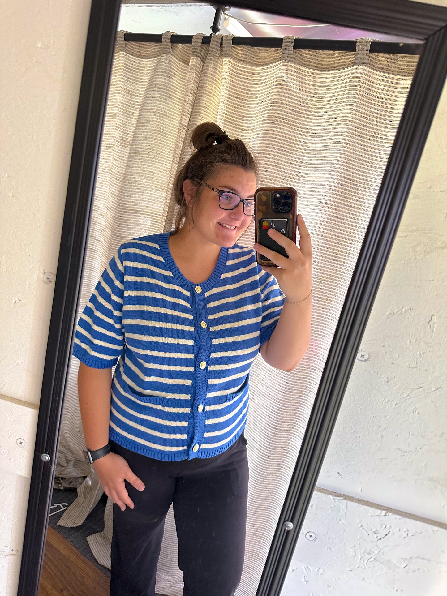 Blue striped top
