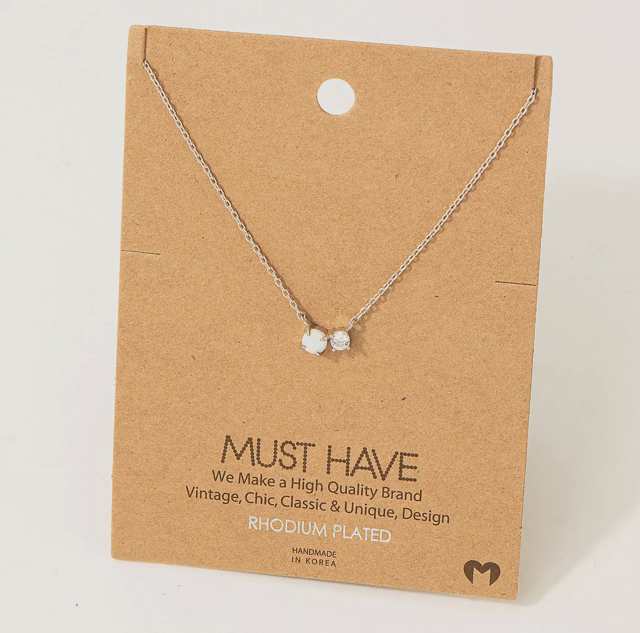 Dainty Chain with Opal Rhinestone Charm Necklace