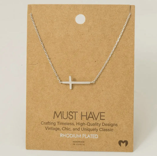 Solid Side Cross Pendant Necklace