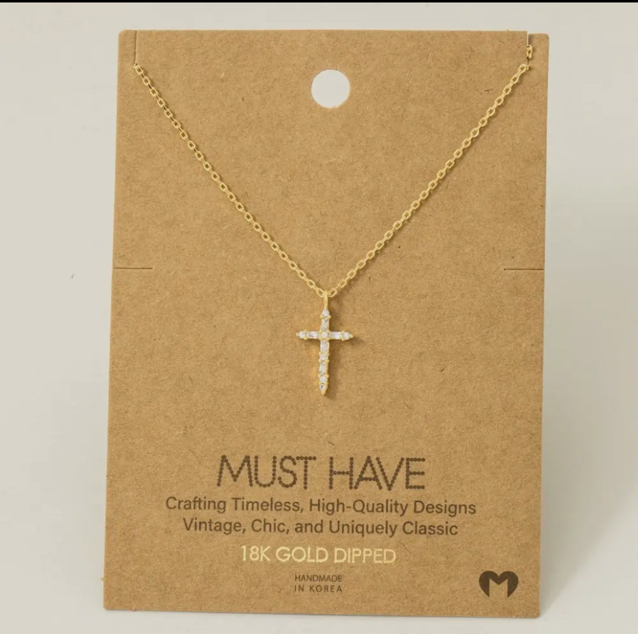 Cz Rhinestone Cross Necklace