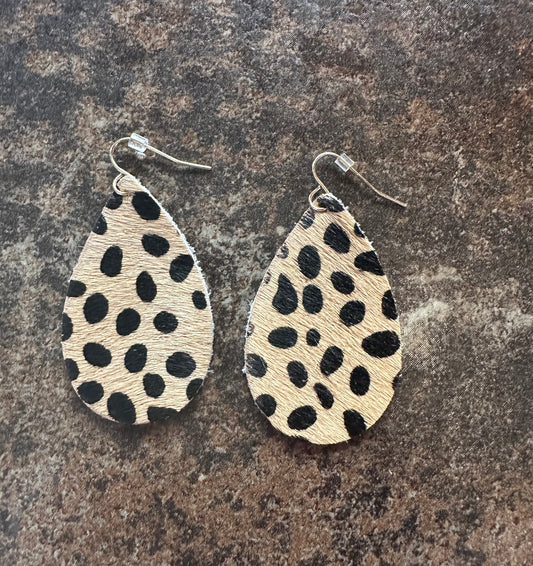 Leather cheetah print earrings