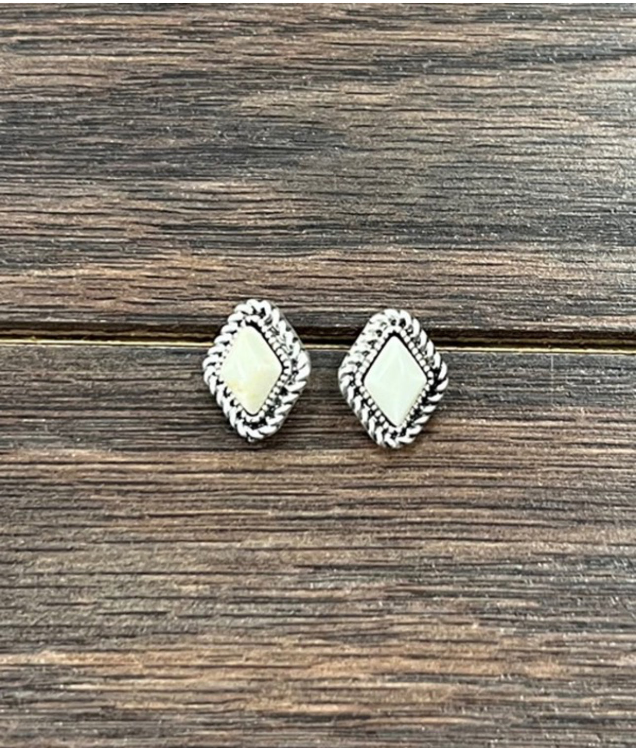 White Turquoise Diamond Stud Earrings