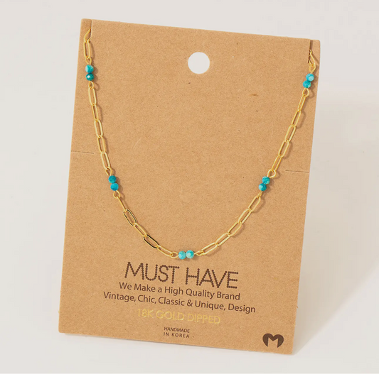 Dainty Chain Turquoise Necklace