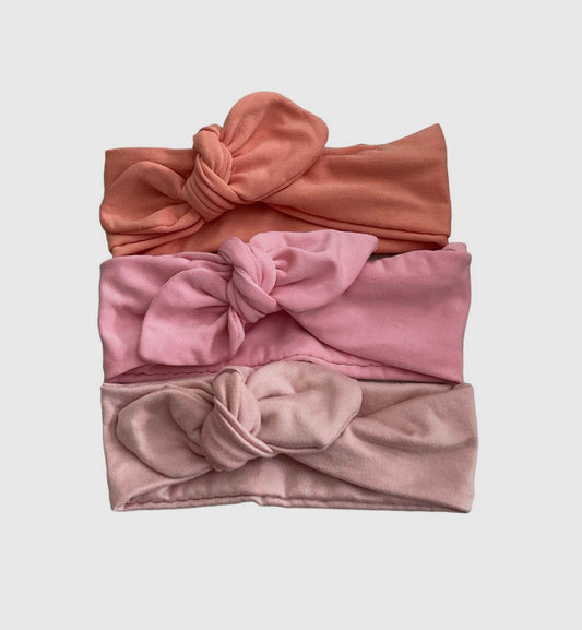 Peach Knit bow headband