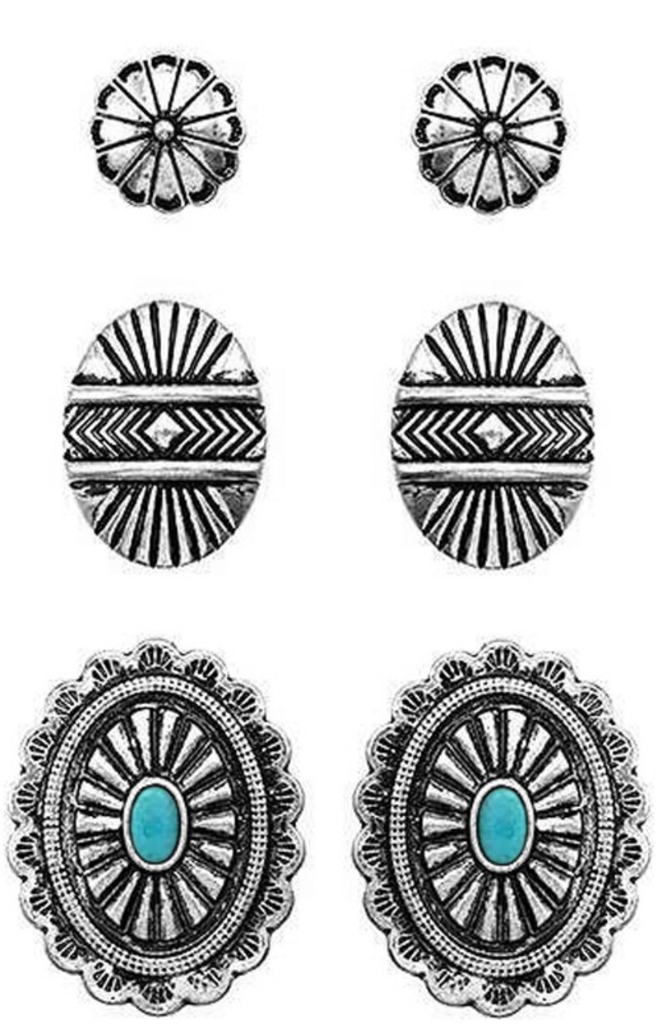 Aztec concho earring set