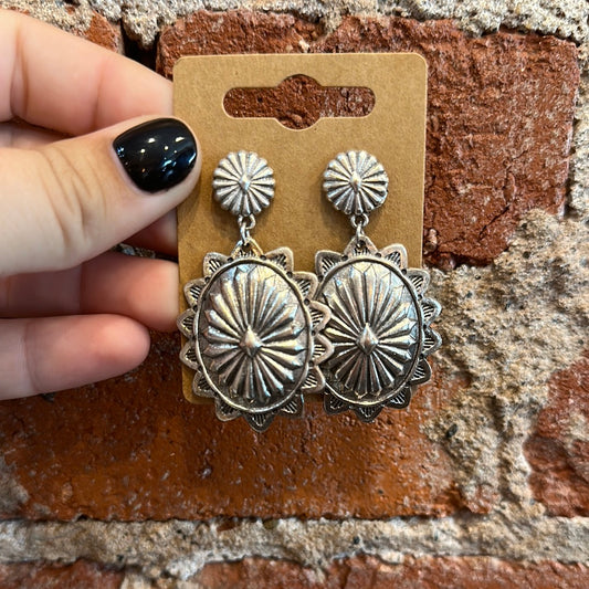 Oval concho earrings